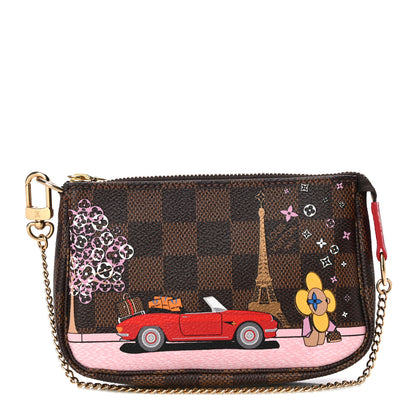 Louis Vuitton Damier Ebene 2019 Christmas Animation Mini Pochette Accessories Red 1 of 11