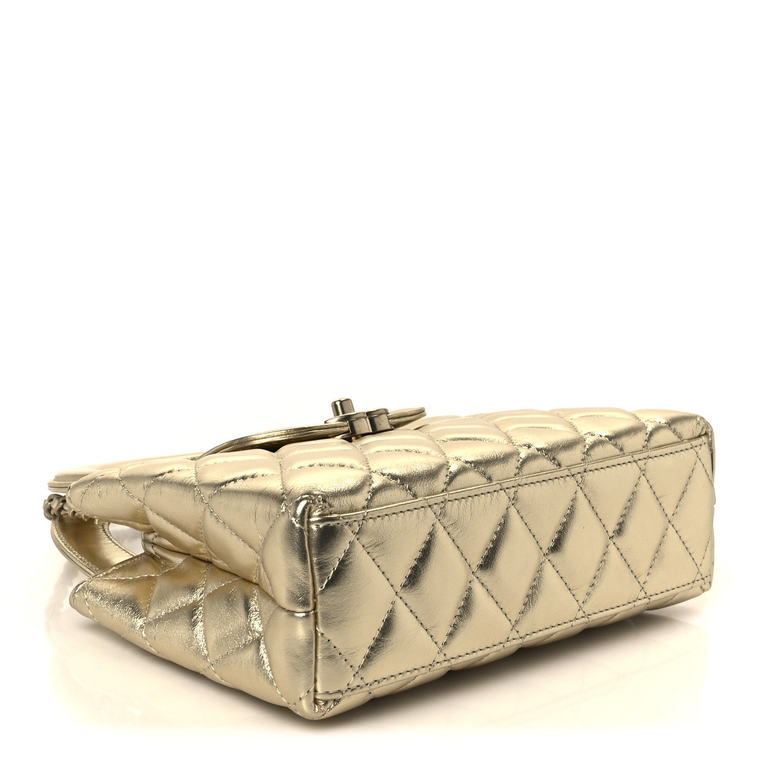 Chanel Metallic Shiny Aged Calfskin Quilted Nano Kelly Shopper