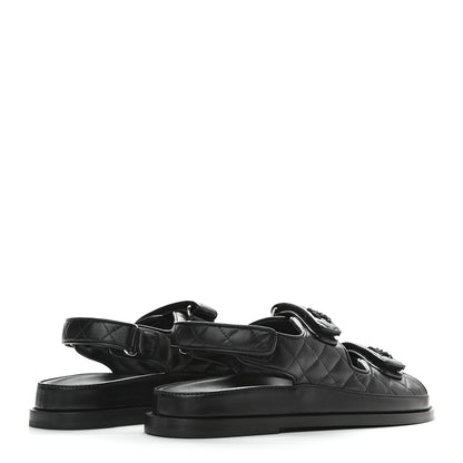 Chanel Lambskin Quilted Velcro Dad Sandals 40 So Black 4 of 8
