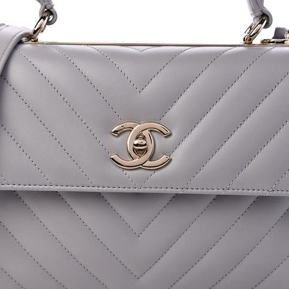 Chanel Lambskin Chevron Quilted Small Trendy CC Flap Dual Handle Bag Grey 9 of 9