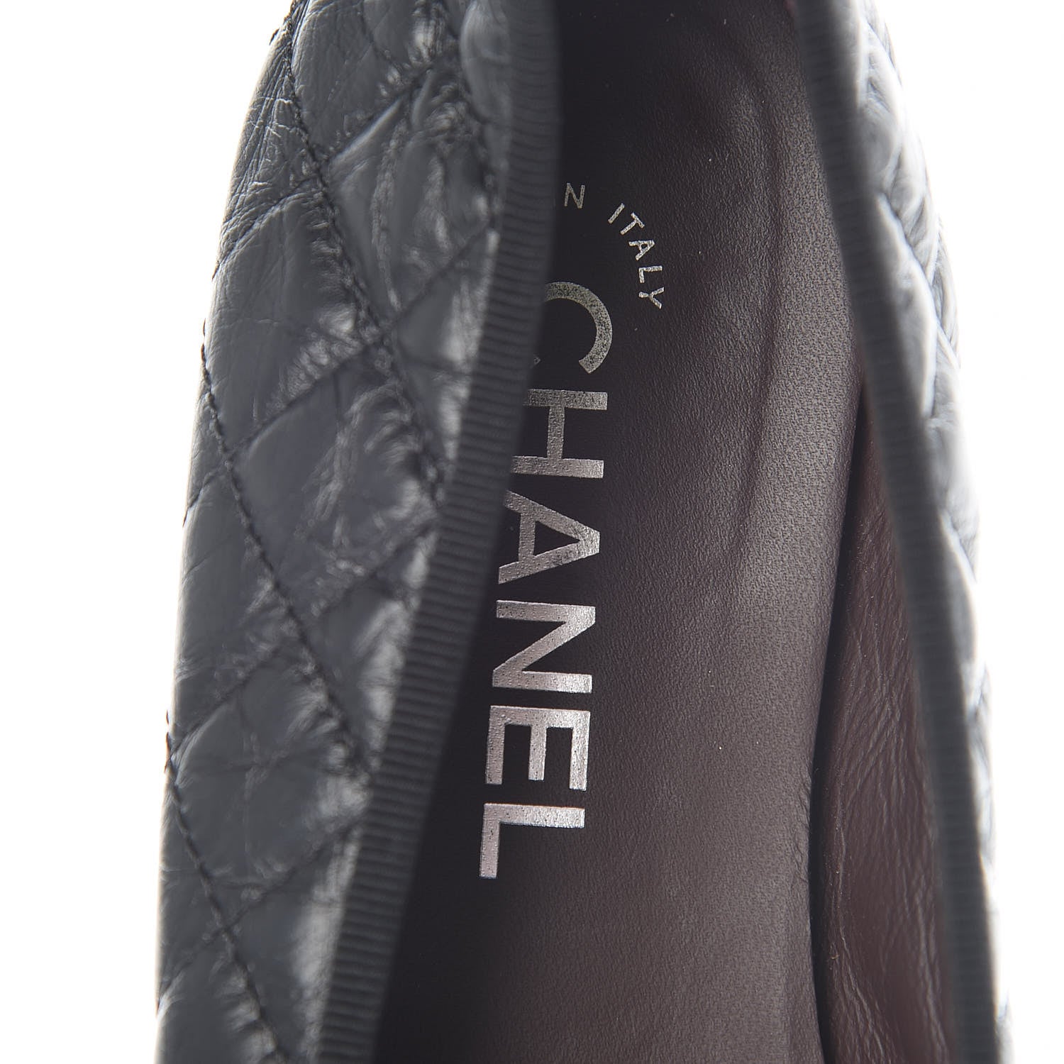 Chanel Aged Calfskin Quilted CC Cap Toe Ballerina Flats 39.5 Black 9 of 14