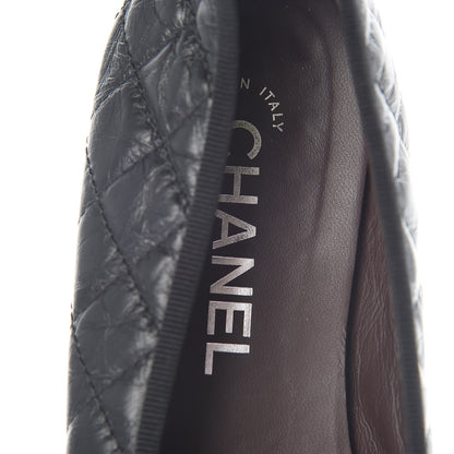 Chanel Aged Calfskin Quilted CC Cap Toe Ballerina Flats 39.5 Black 9 of 14