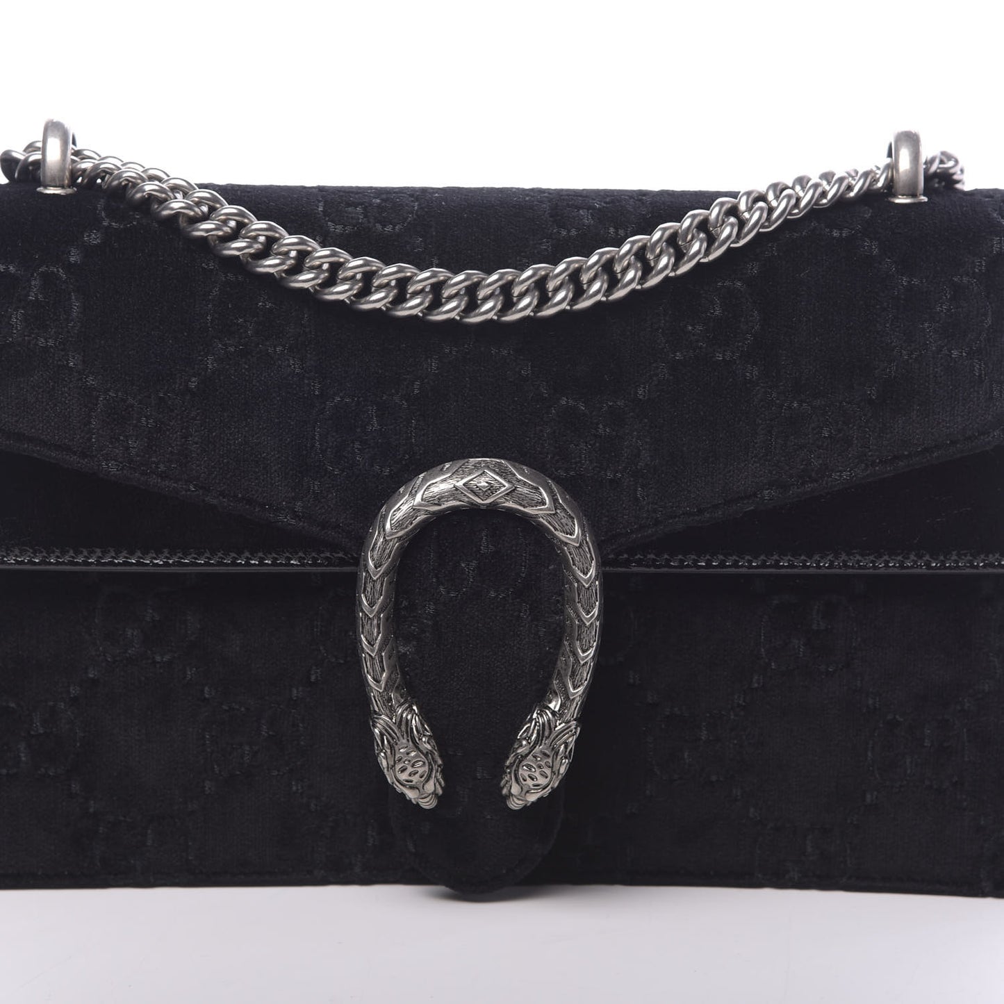 Velvet GG Monogram Small Dionysus Shoulder Bag Black
