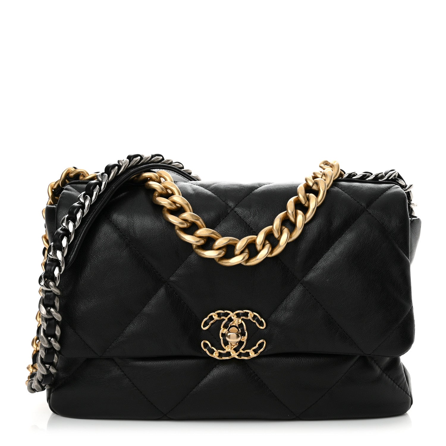 Chanel Goatskin Quilted Large Chanel 19 Flap Black 1 of 10
