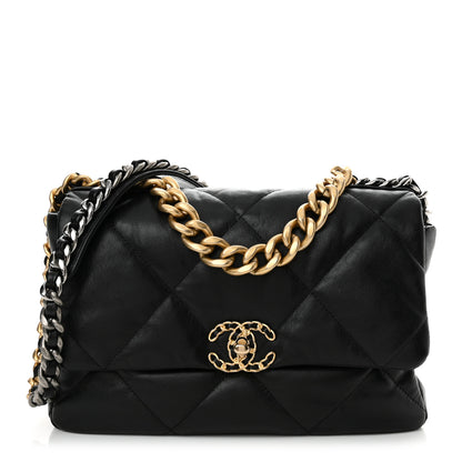 Chanel Goatskin Quilted Large Chanel 19 Flap Black 1 of 10