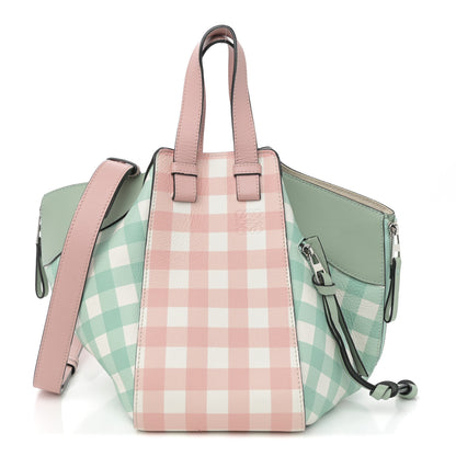 Loewe Calfskin Gingham Small Hammock Shoulder Bag Pink Green 1 of 12
