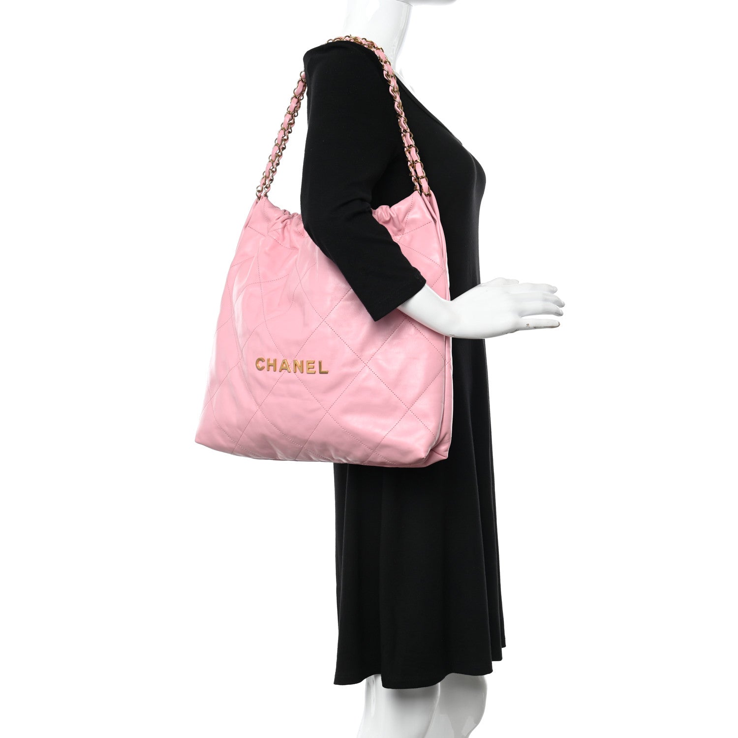 Chanel Shiny Calfskin Quilted Chanel 22 Pink 2 of 11