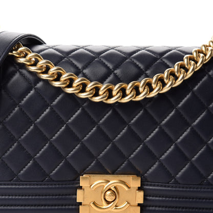 Chanel Lambskin Quilted Medium Boy Flap Dark Blue 11 of 12