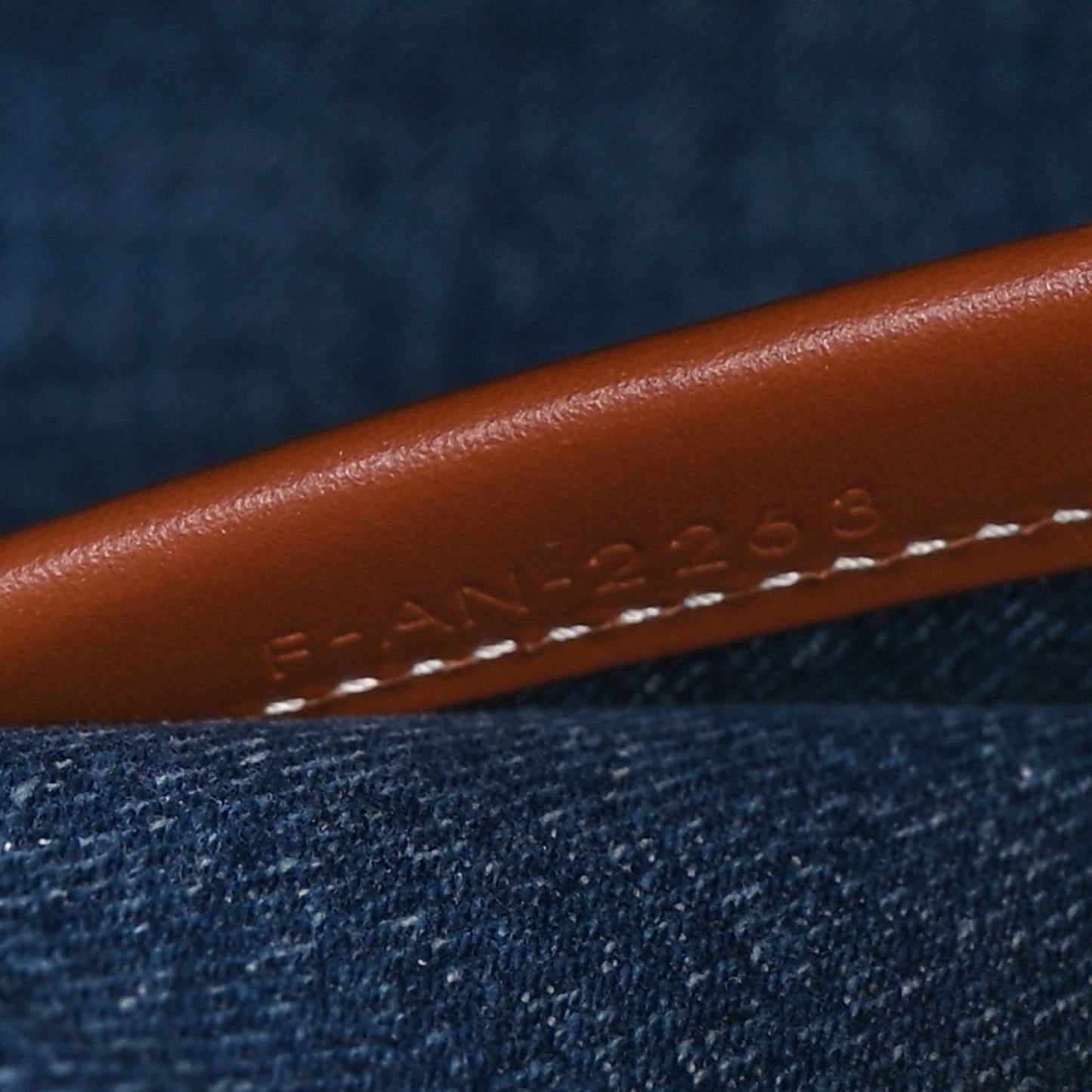 Denim Calfskin Triomphe Print Cabas Blue Tan