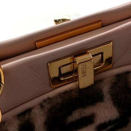 Fendi Shearling Nappa Macro FF 1974 Mini Peekaboo Iconic Satchel Light Rose Black 13 of 13