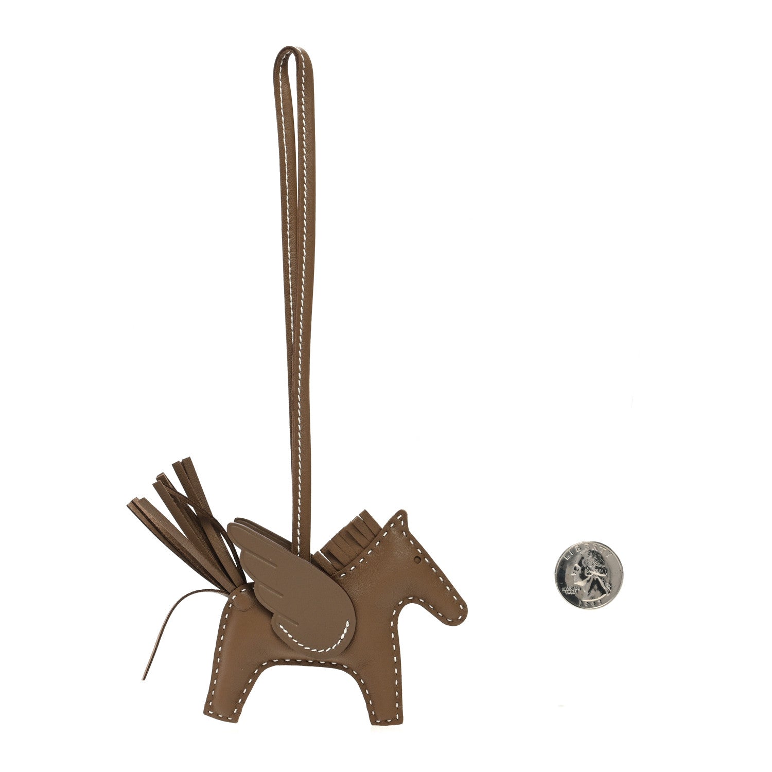 Hermes Milo Lambskin Grigri Rodeo Pegase Horse Bag Charm PM Etoupe 2 of 5