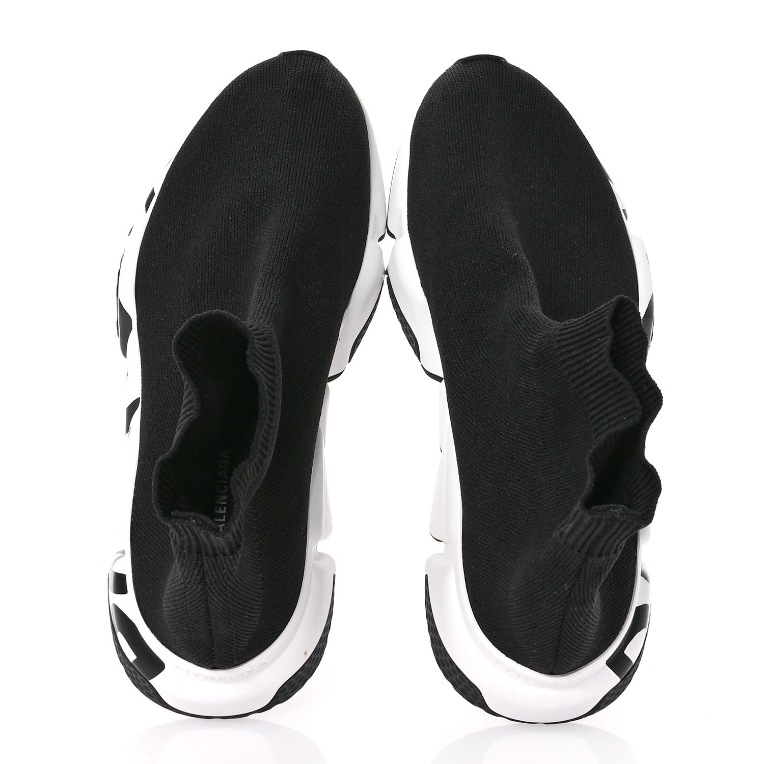 Balenciaga Neoprene Knit Womens Speed Graffiti Sneakers 36 Black White 2 of 8