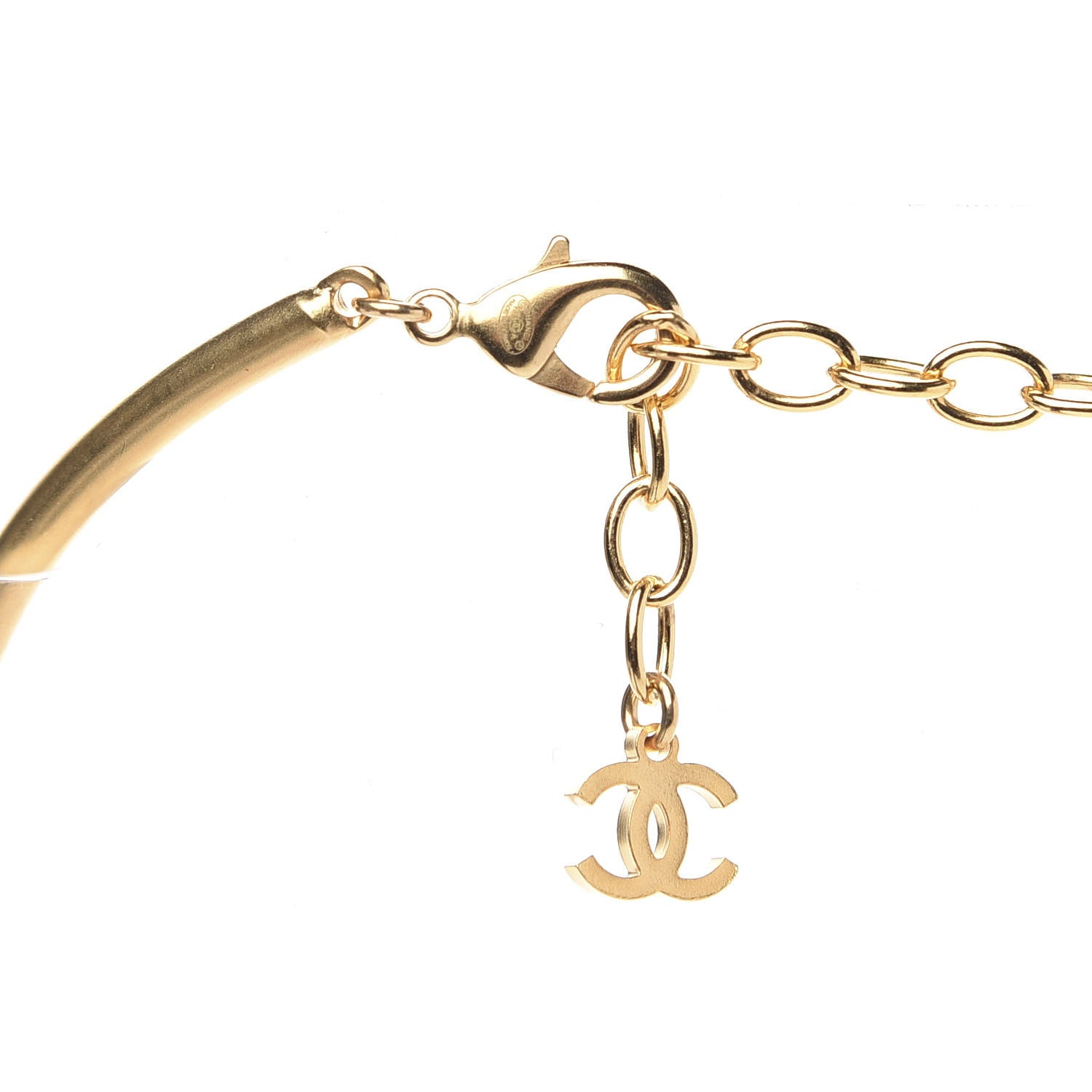 Chanel Crystal Sparkling Wheat CC Necklace Gold 4 of 5
