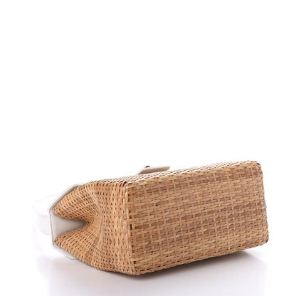 Chanel Calfskin Rattan Basket Flap Shoulder Bag White 3 of 11