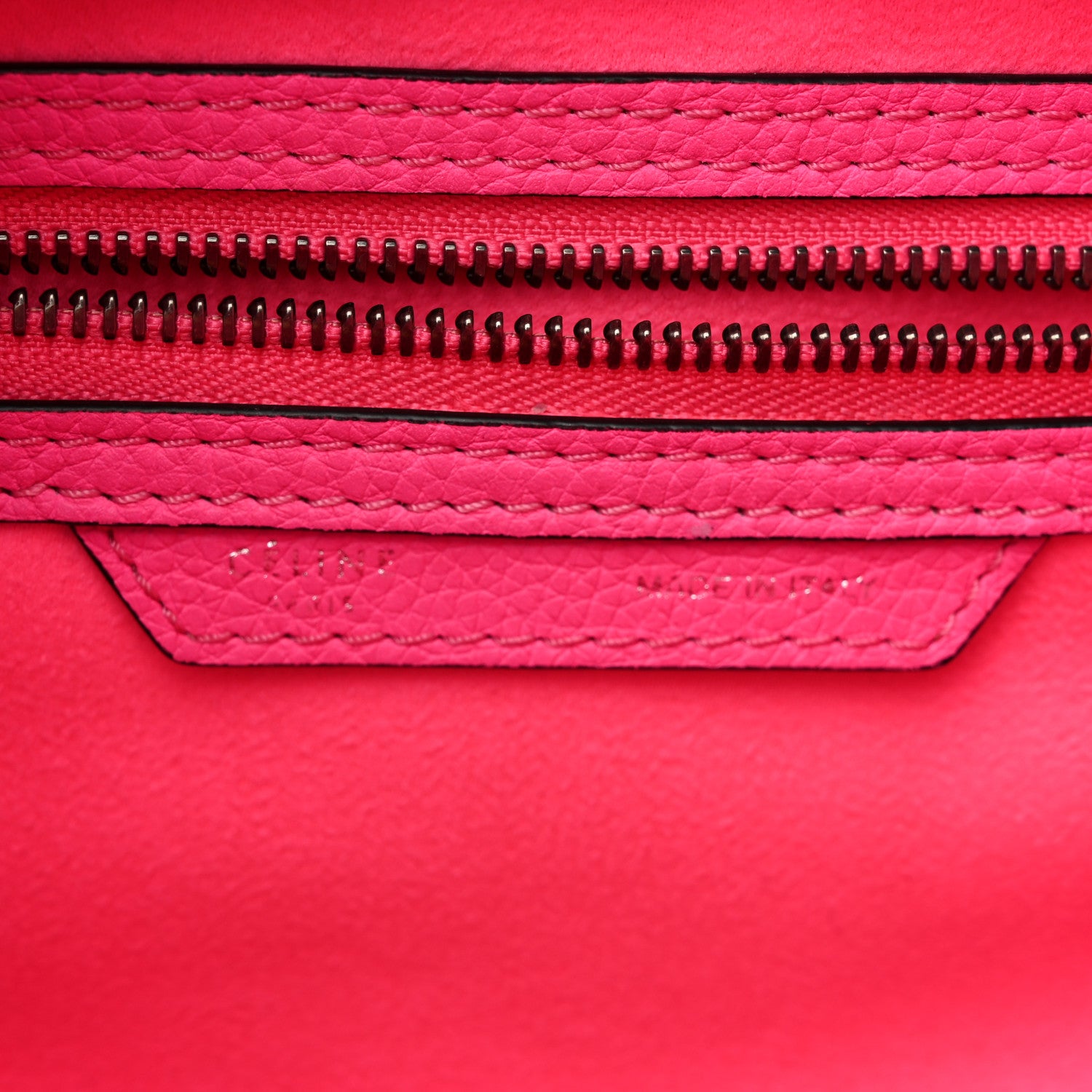 Celine Drummed Calfskin Mini Luggage Fluo Pink 6 of 9