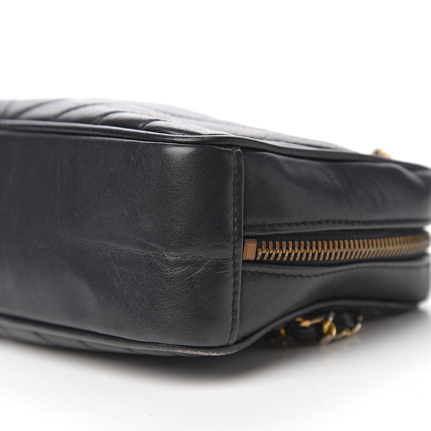 Chanel Lambskin Chevron Quilted Small Camera Case Black 12 of 14