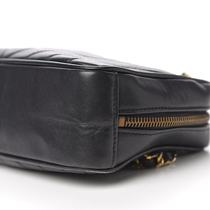 Chanel Lambskin Chevron Quilted Small Camera Case Black 12 of 14
