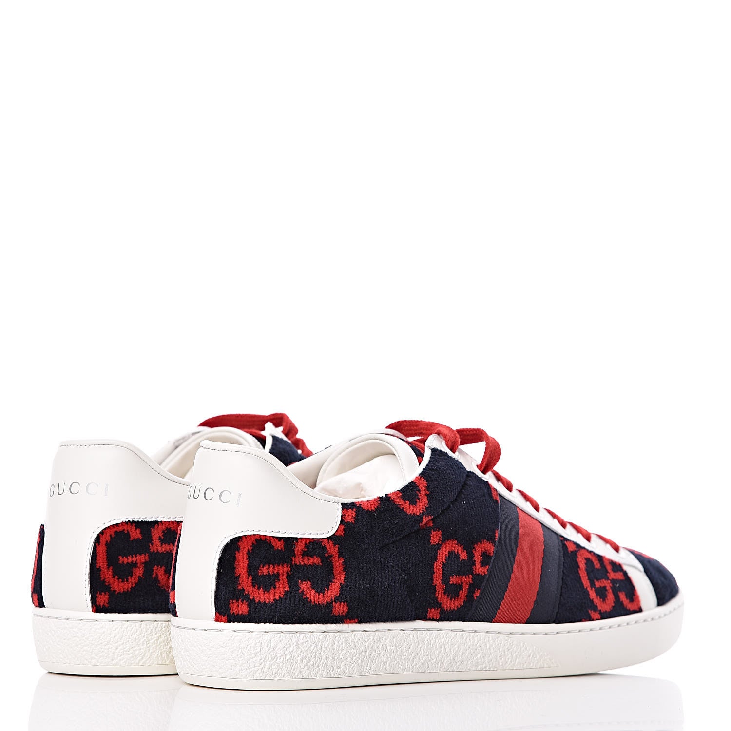 Gucci Terry Cloth GG Monogram Web Womens Ace Sneakers 37.5 Blue Red 4 of 9