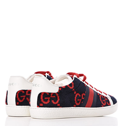 Gucci Terry Cloth GG Monogram Web Womens Ace Sneakers 37.5 Blue Red 4 of 9