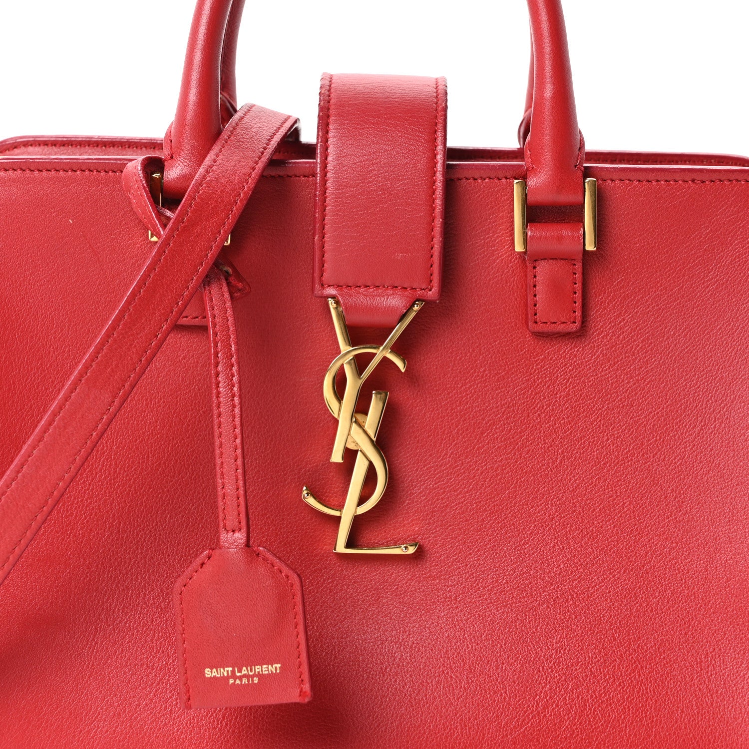 Saint Laurent Calfskin Baby Monogram Cabas Red 8 of 10