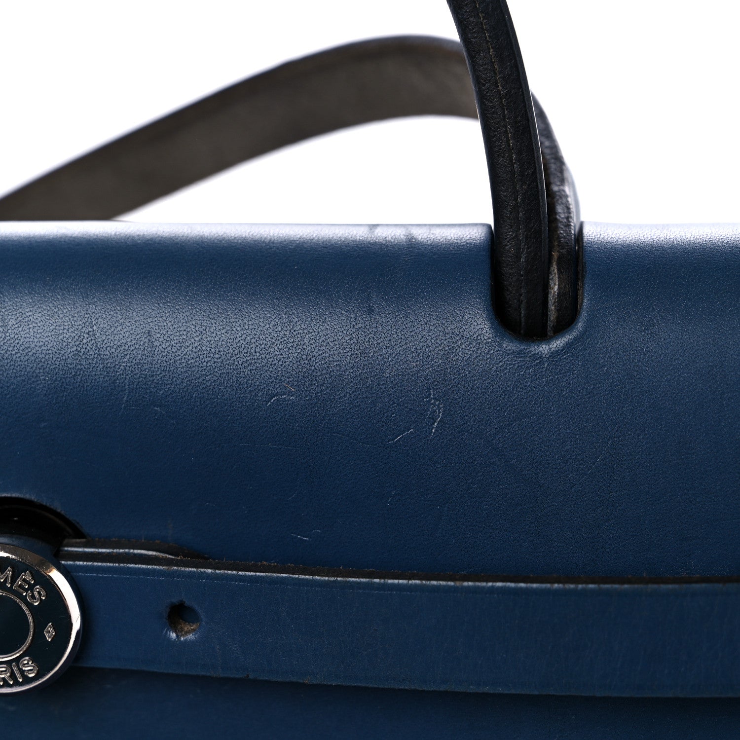 Hermes Toile Vache Calfskin Herbag 30 PM Navy Bleu 10 of 12