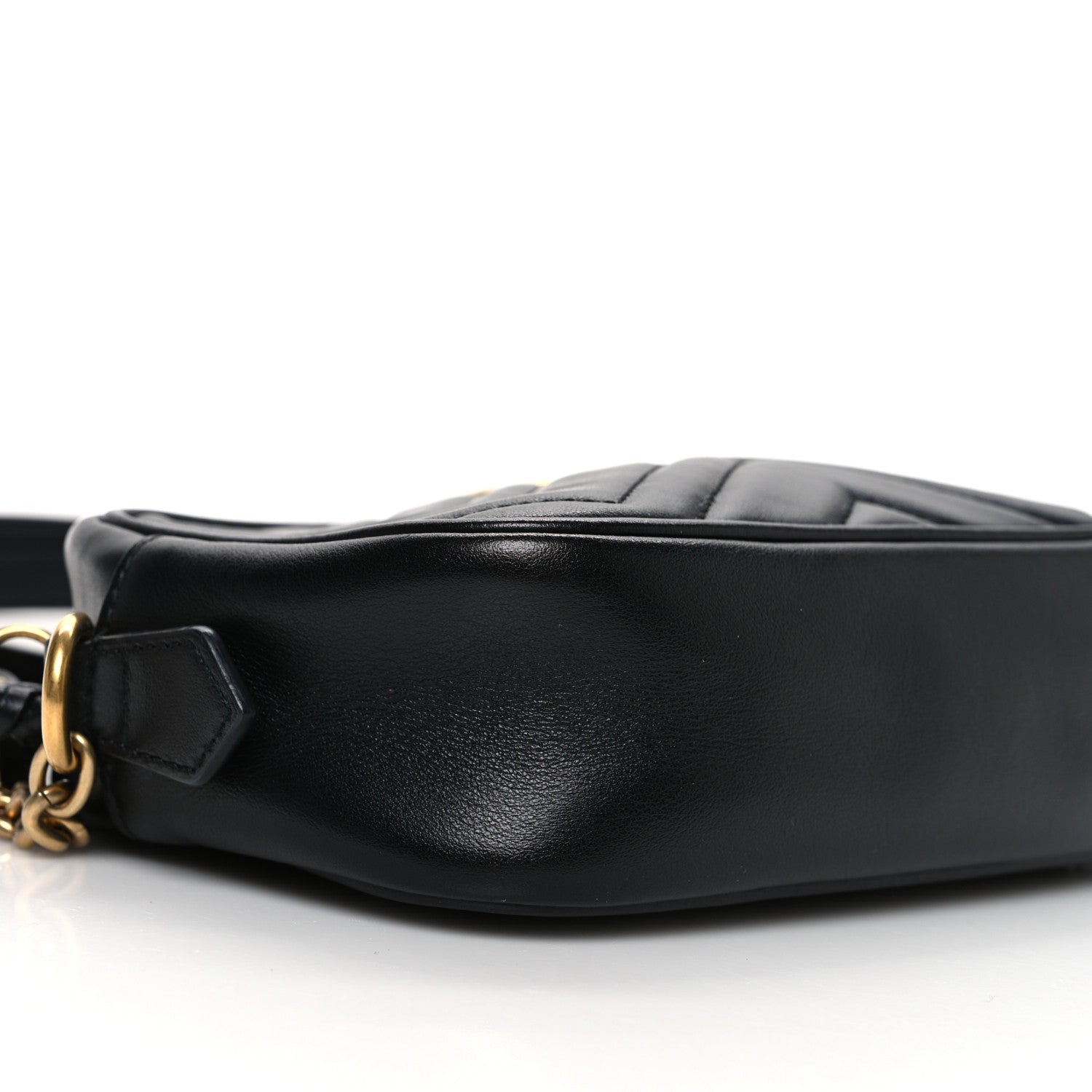 Gucci Calfskin Matelasse Mini GG Marmont Chain Shoulder Bag Black 9 of 10