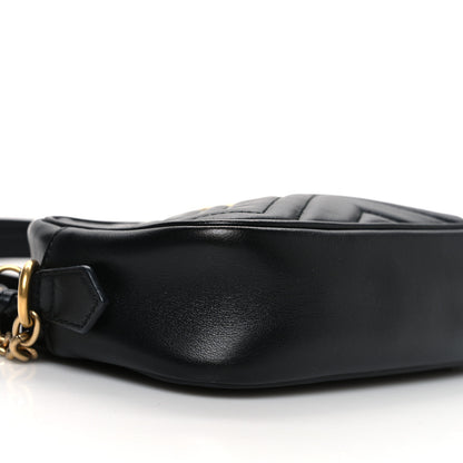 Gucci Calfskin Matelasse Mini GG Marmont Chain Shoulder Bag Black 9 of 10