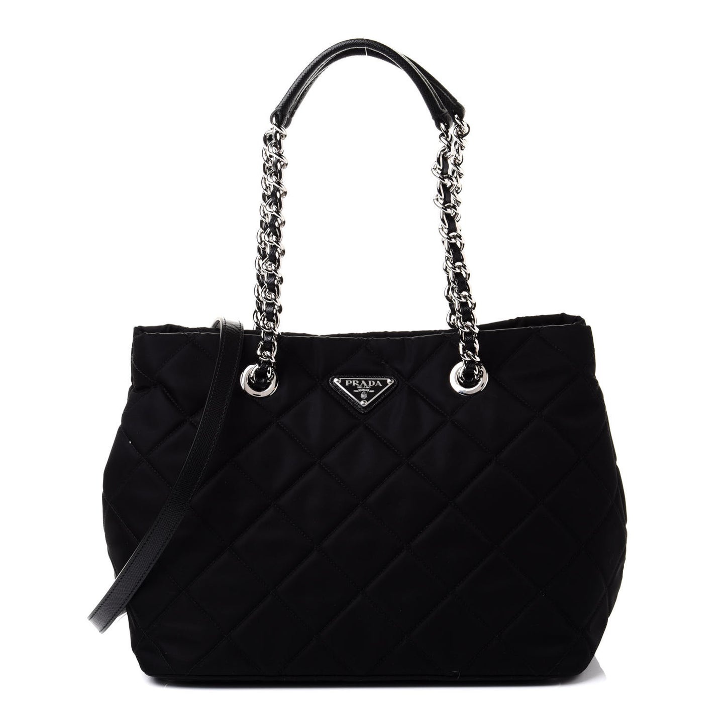 Tessuto Nylon Quilted Shopping Tote Black