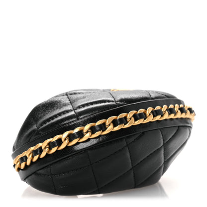 Chanel Shiny Crumpled Lambskin Quilted Chain Around Mini Pouch Black 9 of 10