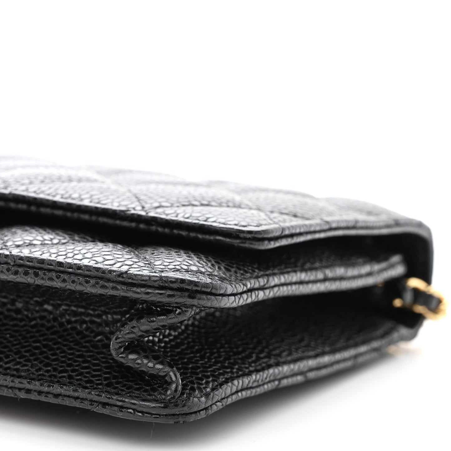 Caviar Quilted Wallet on Chain WOC Black