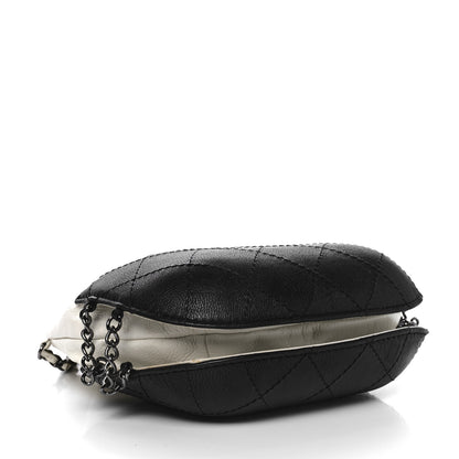 Chanel Aged Calfskin Quilted Small Gabrielle Bucket White Black 4 of 11