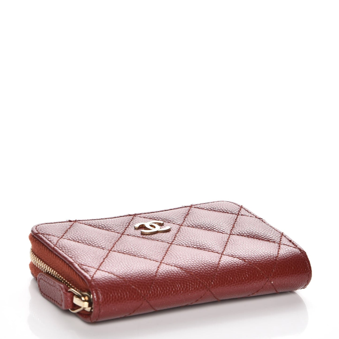 Caviar Quilted Zip Around Coin Purse Red