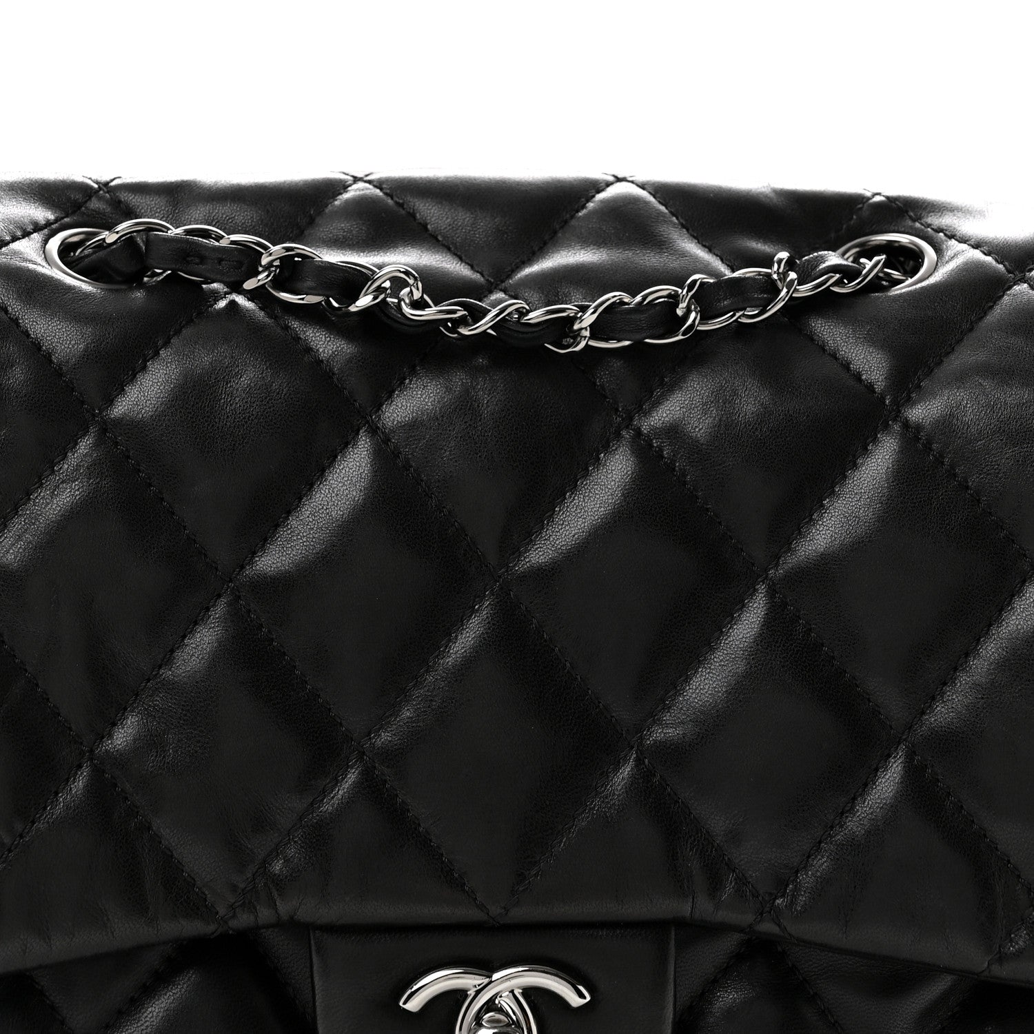 Chanel Lambskin Quilted Large Chanel 3 Flap Black 8 of 14
