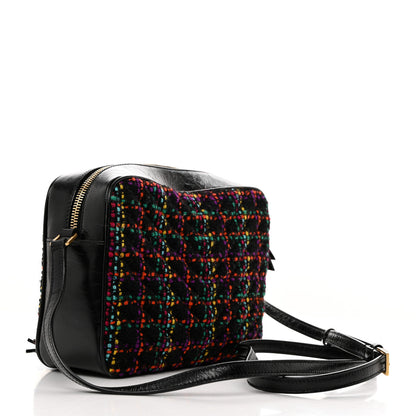 Saint Laurent Tweed Calfskin Monogram Lou Camera Bag Black 2 of 10