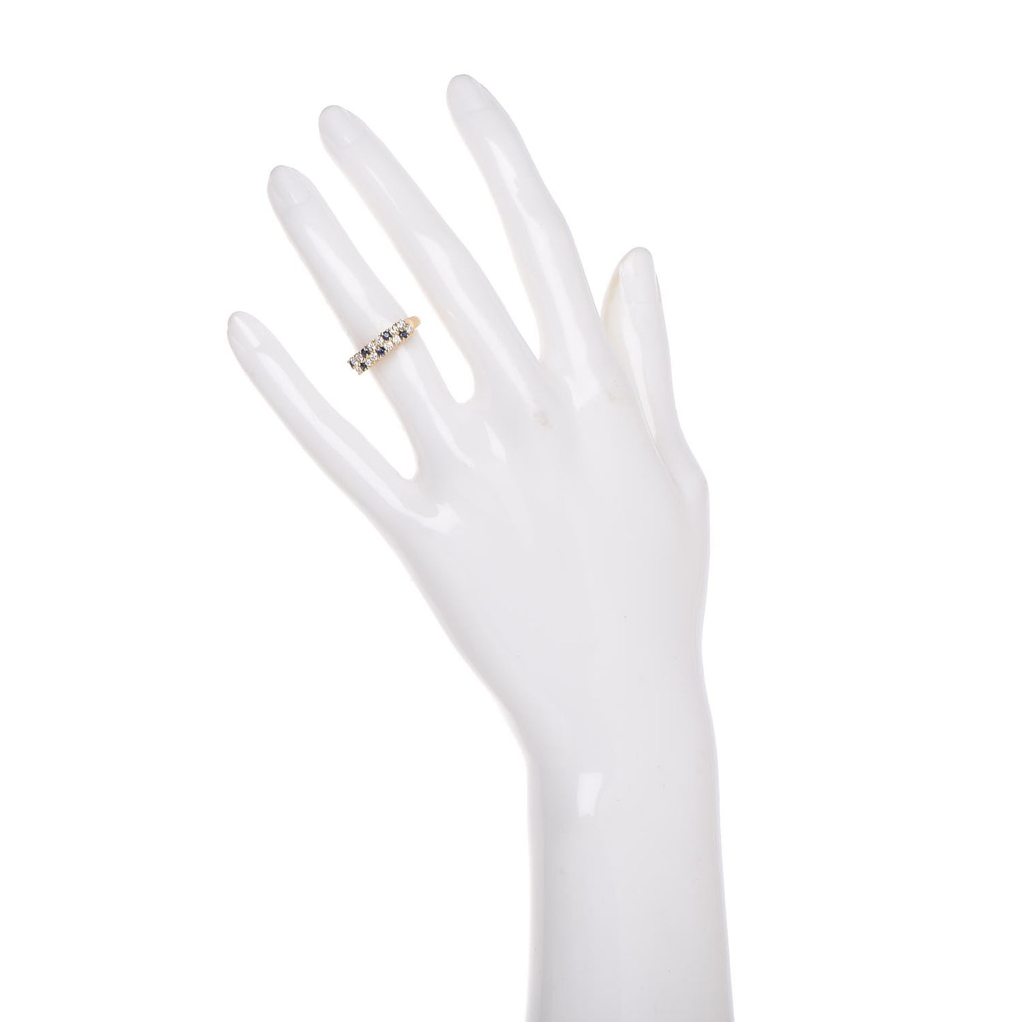 18K Yellow Gold Diamond Sapphire Band Ring 48 4.5