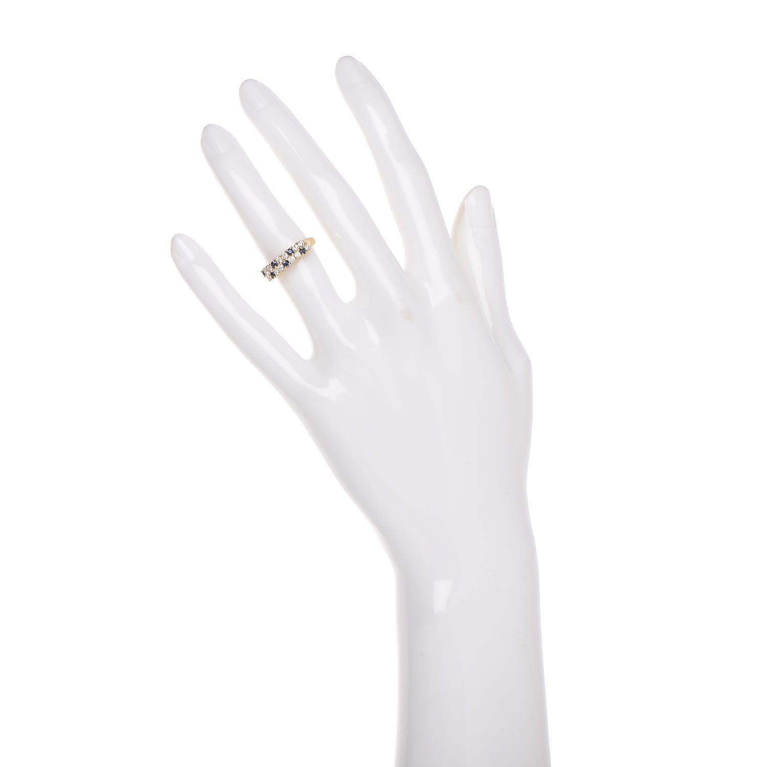 Mikimoto 18K Yellow Gold Diamond Sapphire Band Ring 48 4.5 2 of 7