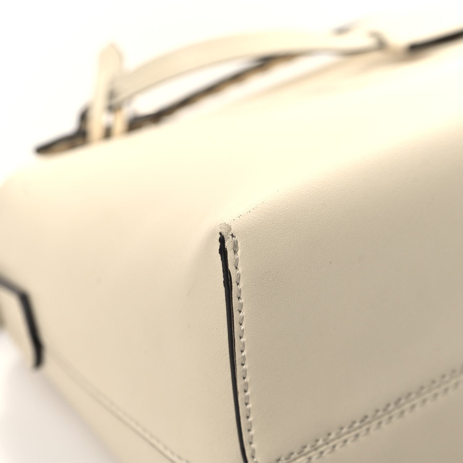 Fendi Vitello King Logo Embossed Medium By The Way Boston Bag White Ice 12 of 15