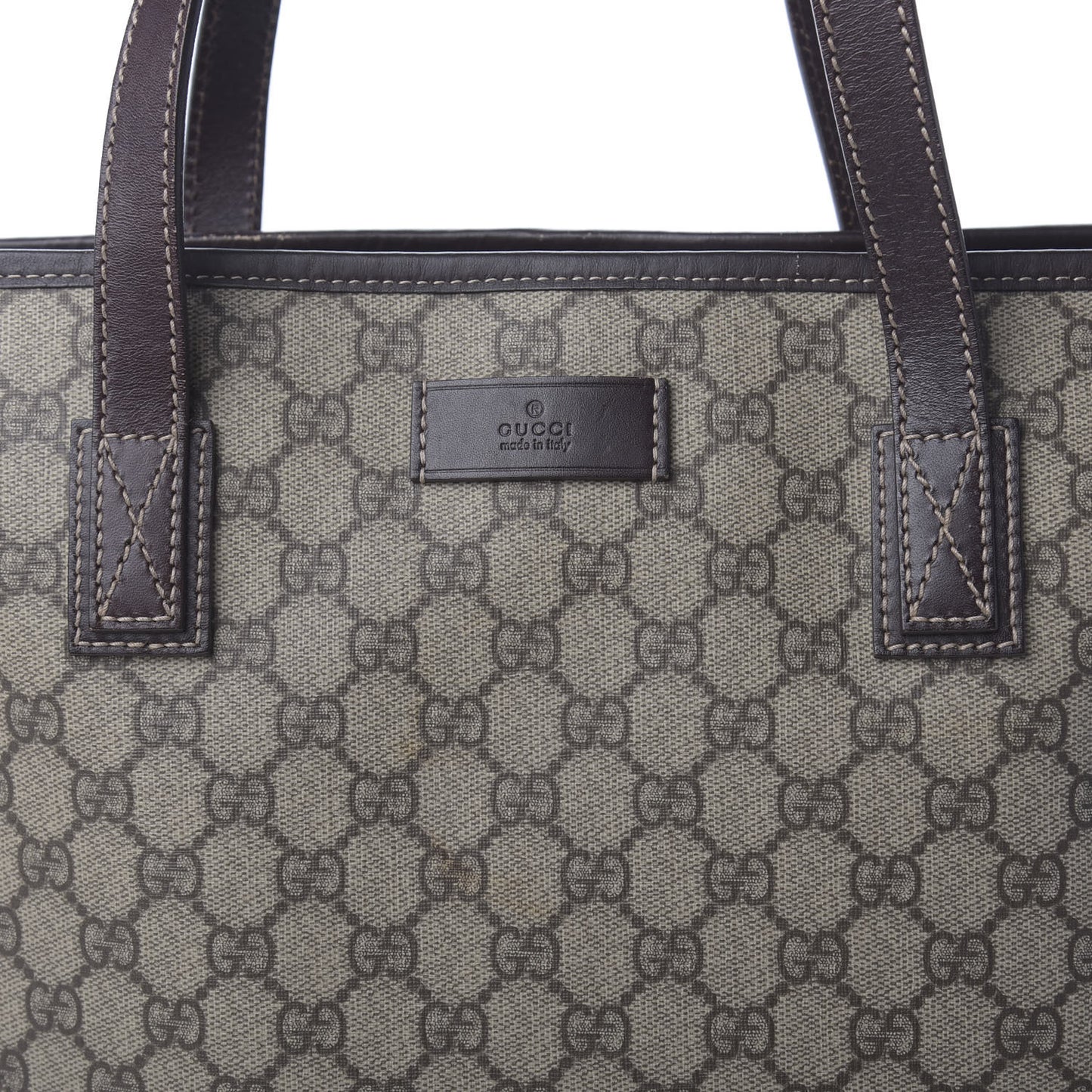 GG Supreme Monogram Large Zippered Shopping Tote Brown