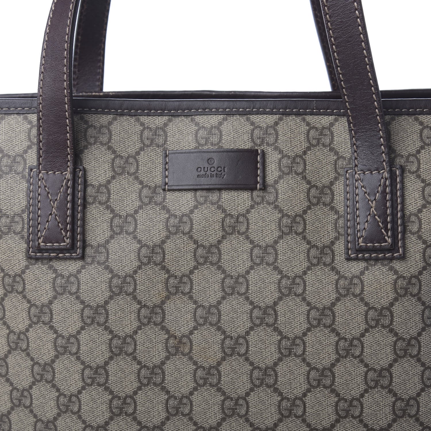 Gucci GG Supreme Monogram Large Zippered Shopping Tote Brown 11 of 11