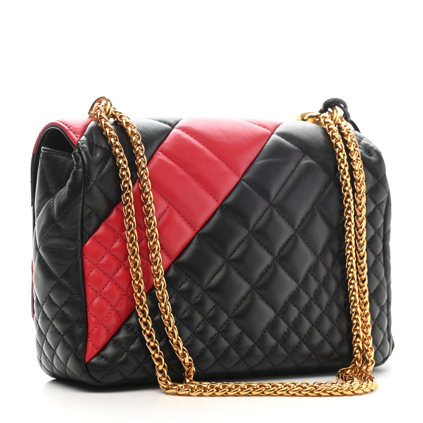 Nappa Quilted Icon Stripe Crossbody Bag Black Red White