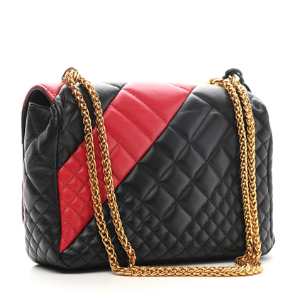 Versace Nappa Quilted Icon Stripe Crossbody Bag Black Red White 3 of 11