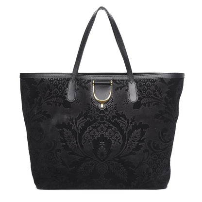 Gucci Nubuck Brocade Medium Soft Stirrup Tote Black 1 of 14