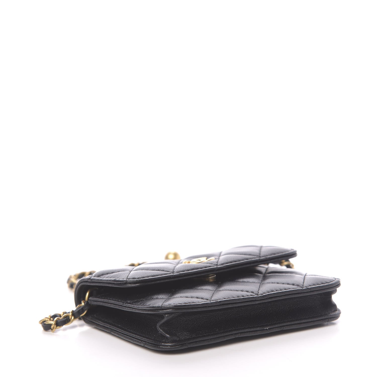 Chanel Lambskin Quilted Pearl Crush Clutch With Chain Black 4 of 13