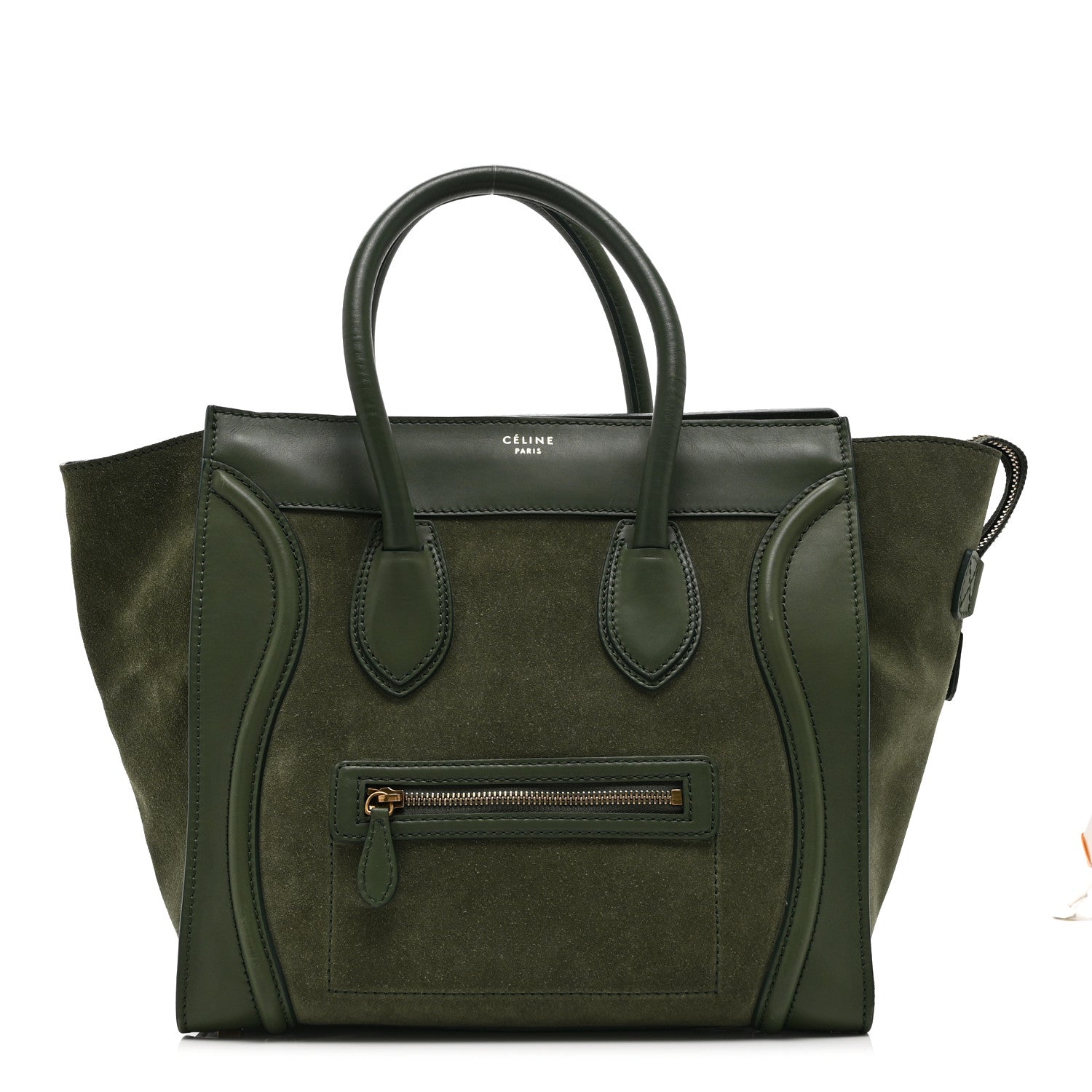Celine Smooth Calfskin Suede Mini Luggage Green 1 of 10