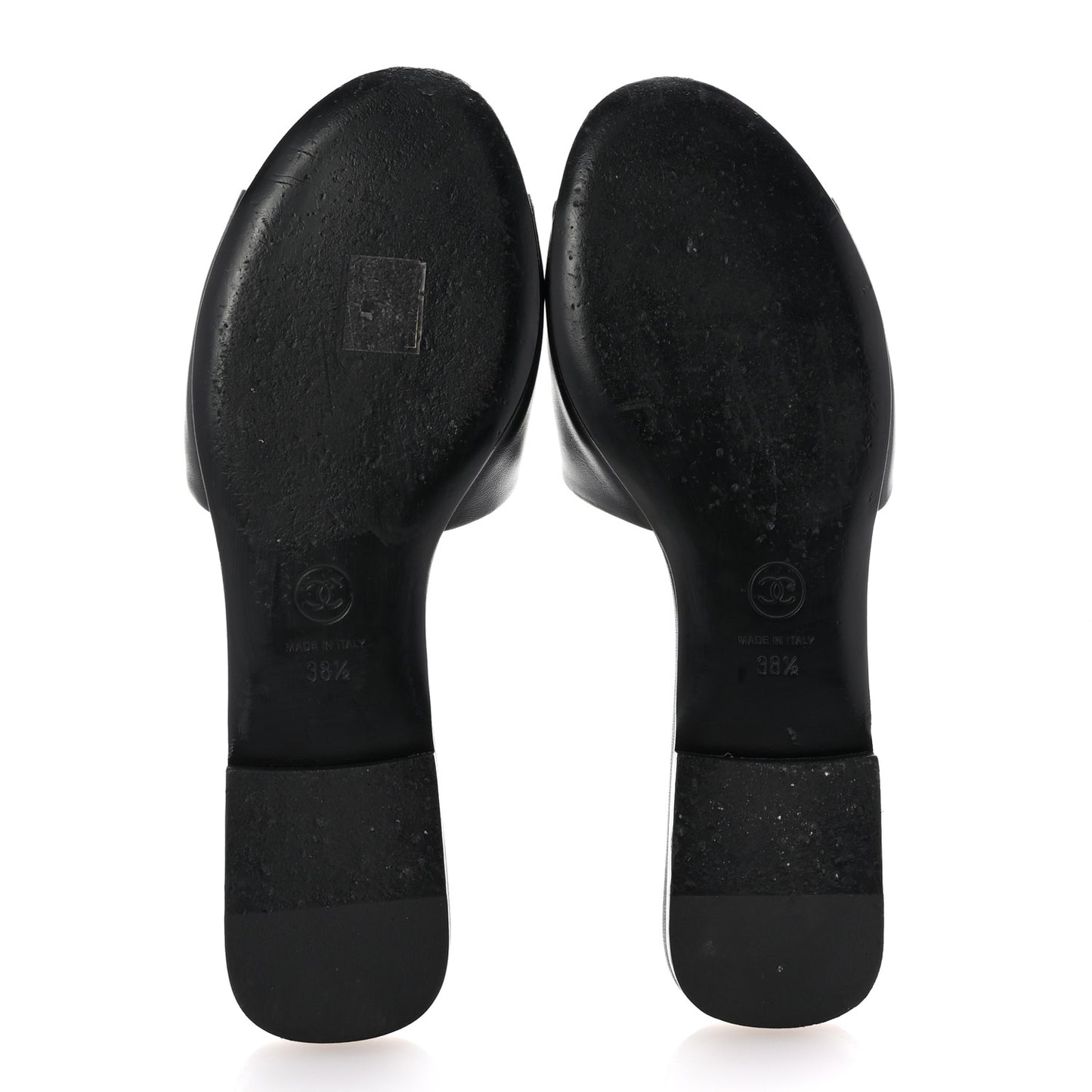 Lambskin Pearl CC Sandals 38.5 Black