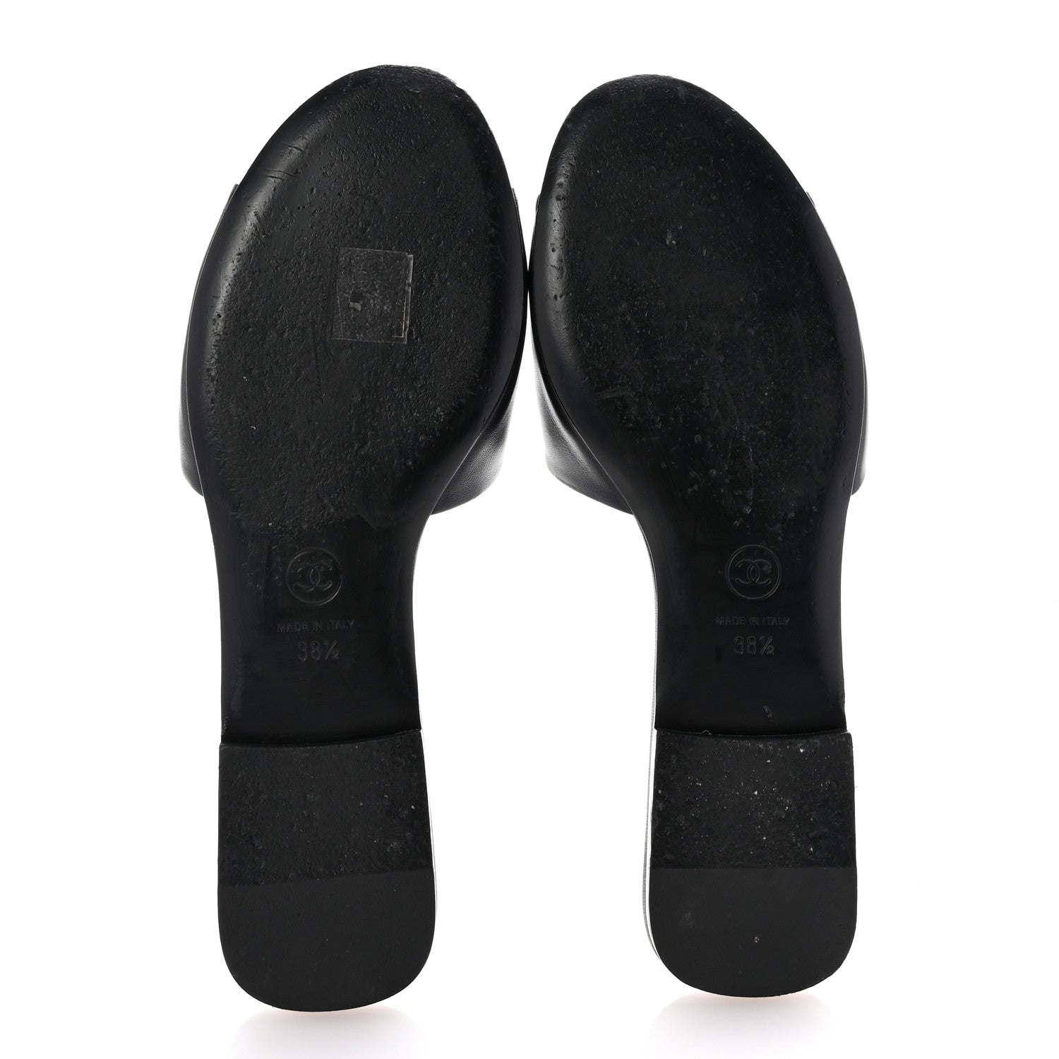 Chanel Lambskin Pearl CC Sandals 38.5 Black 6 of 9