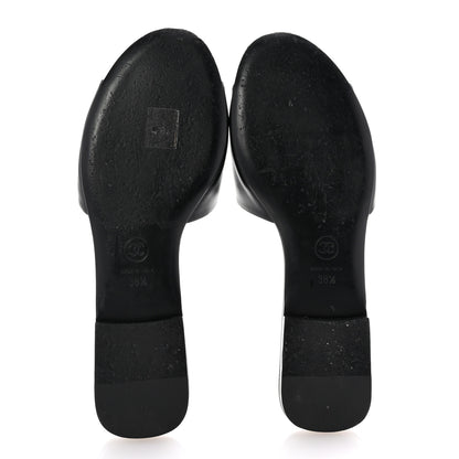 Chanel Lambskin Pearl CC Sandals 38.5 Black 6 of 9