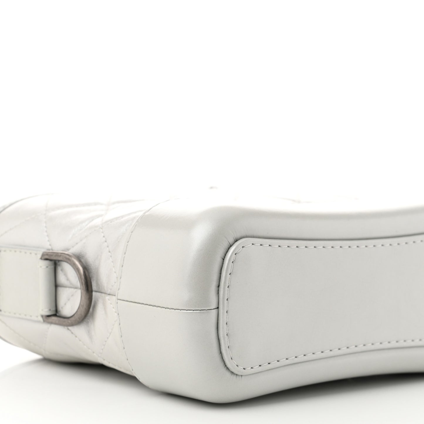 Metallic Aged Calfskin Quilted Small Gabrielle Hobo Light Silver