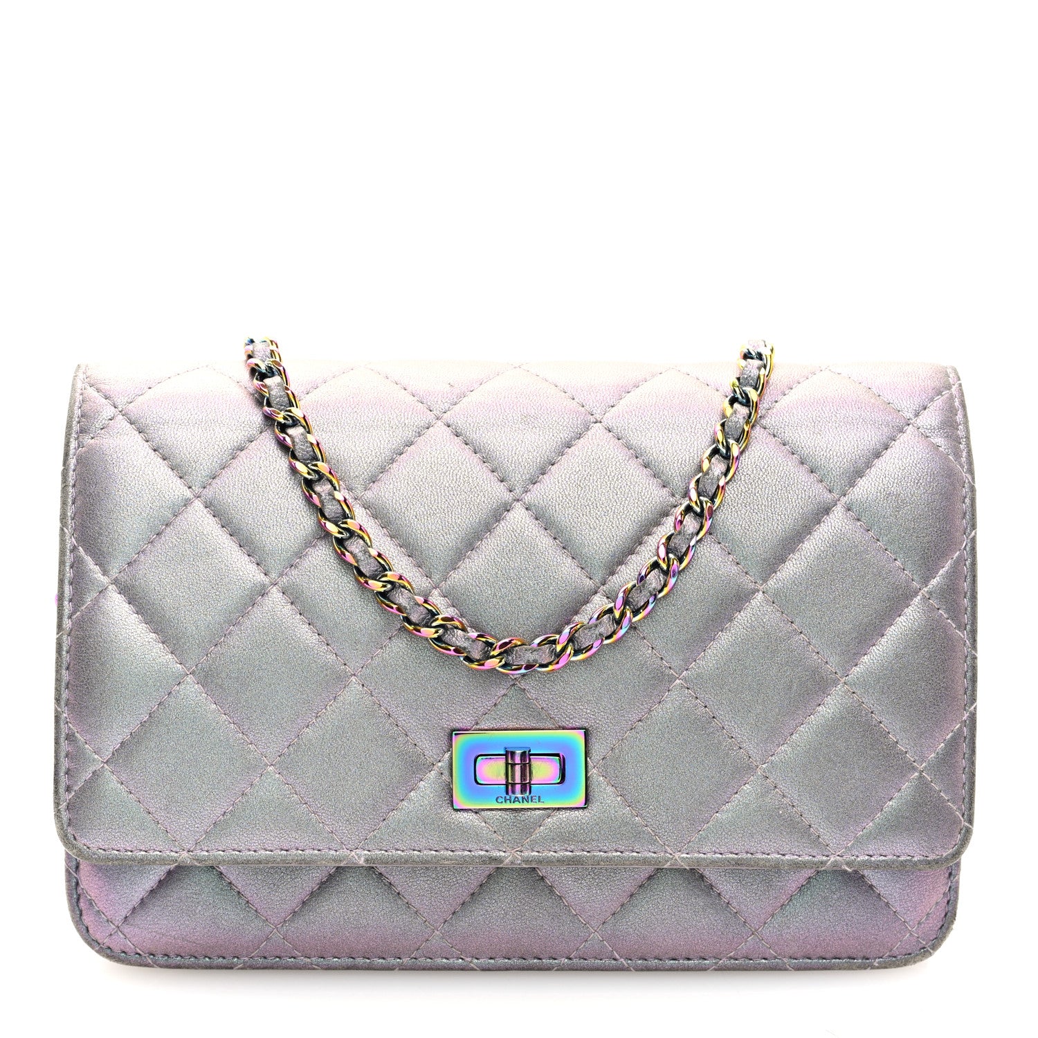 Chanel Iridescent Lambskin Quilted Reissue Wallet On Chain WOC Light Purple 1 of 10