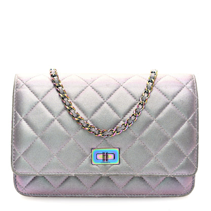 Chanel Iridescent Lambskin Quilted Reissue Wallet On Chain WOC Light Purple 1 of 10